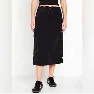 Old Navy High Rise Quick Dry Midi Sport Travel Hiking Skirt Black Modest
